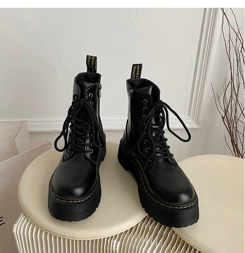 Women's Minimalist Lace-Up Combat Boots