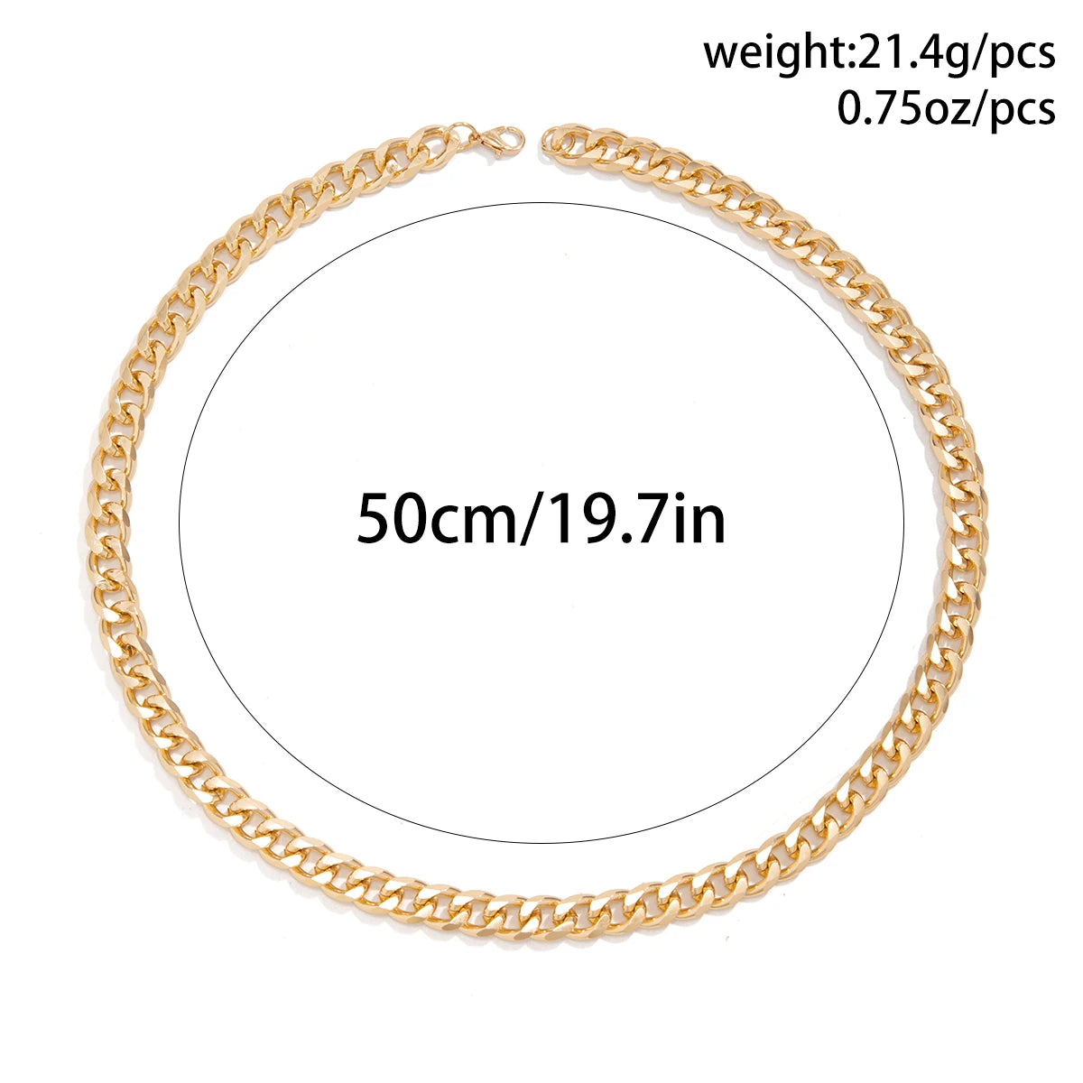 Simple Cuban Link Choker - Gold or Black Aluminum Chain for Men