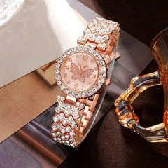 Rose Gold Luxury Watch and Matching Jewelry Set