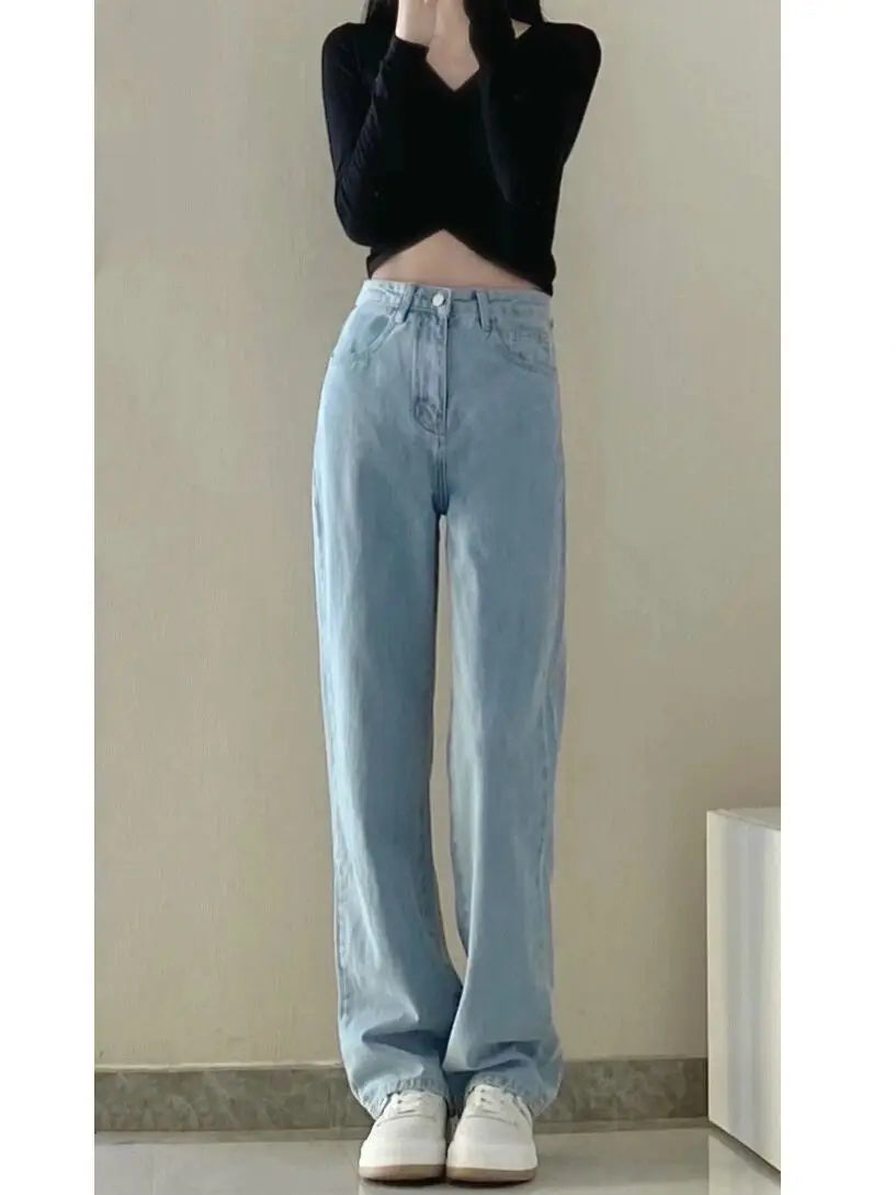 High-Waisted Slim Wide Leg Jeans for Women