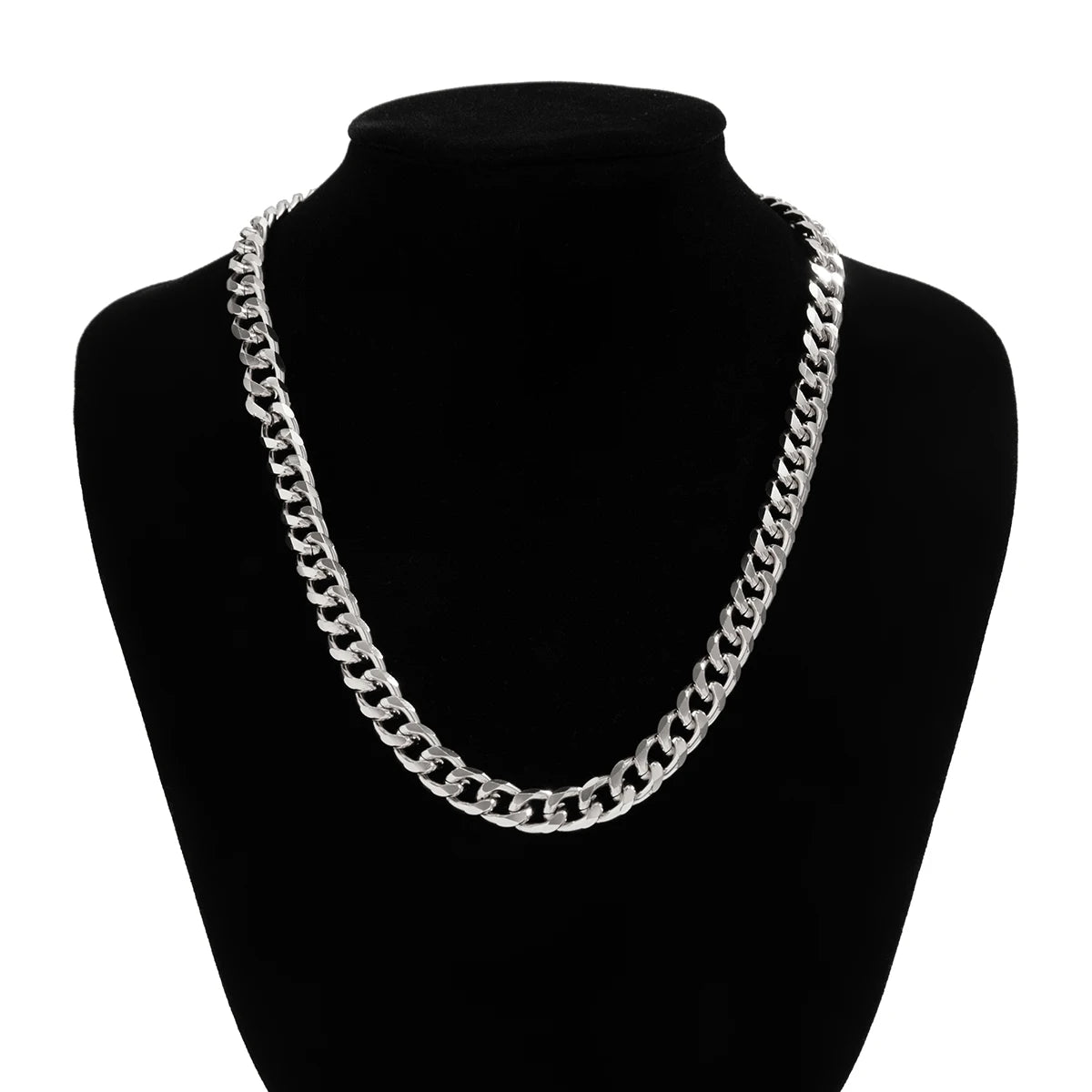 Simple Cuban Link Choker - Gold or Black Aluminum Chain for Men