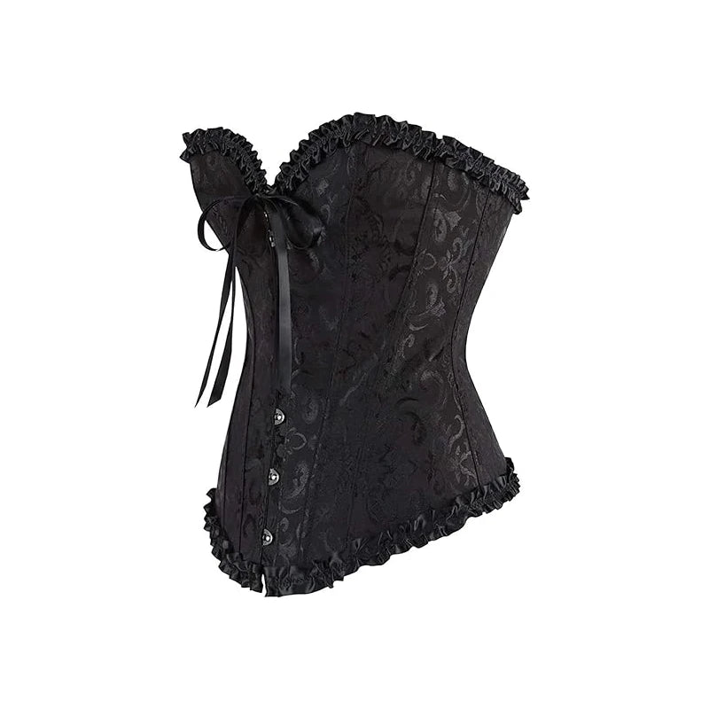 Women's Lace-Up Floral Boned Corset Bustier Top