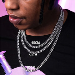 Stainless Steel Cuban Necklace - Durable Black & Gold Chain