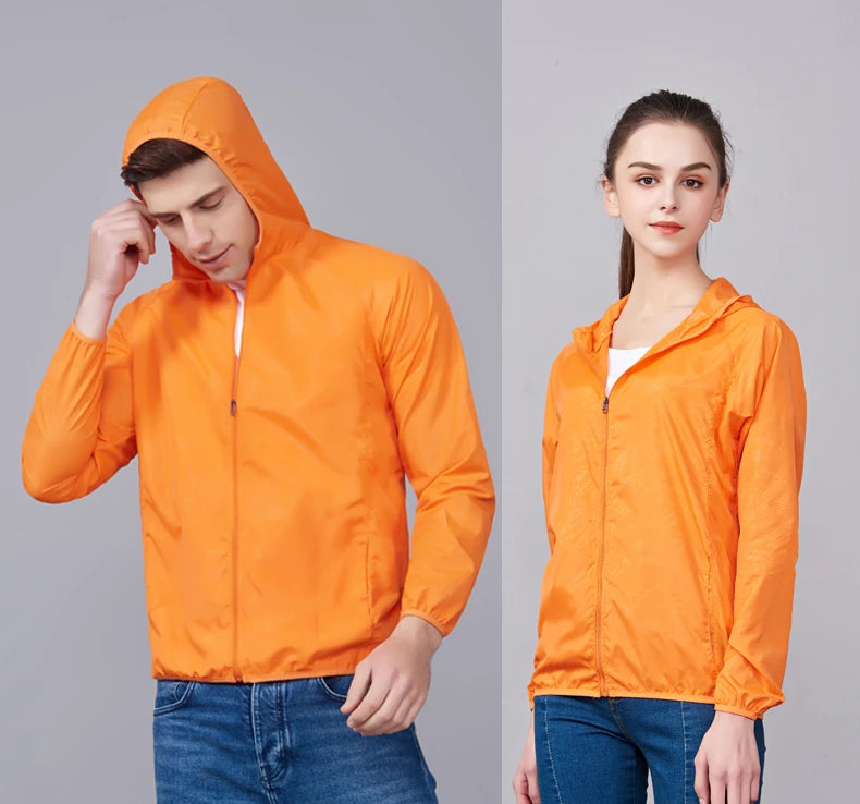 JNLN Men Women Hiking Jacket Waterproof Sun Protection Windbreaker Unisex Camping Climbing Outdoor Rain Coat Portable Clothes