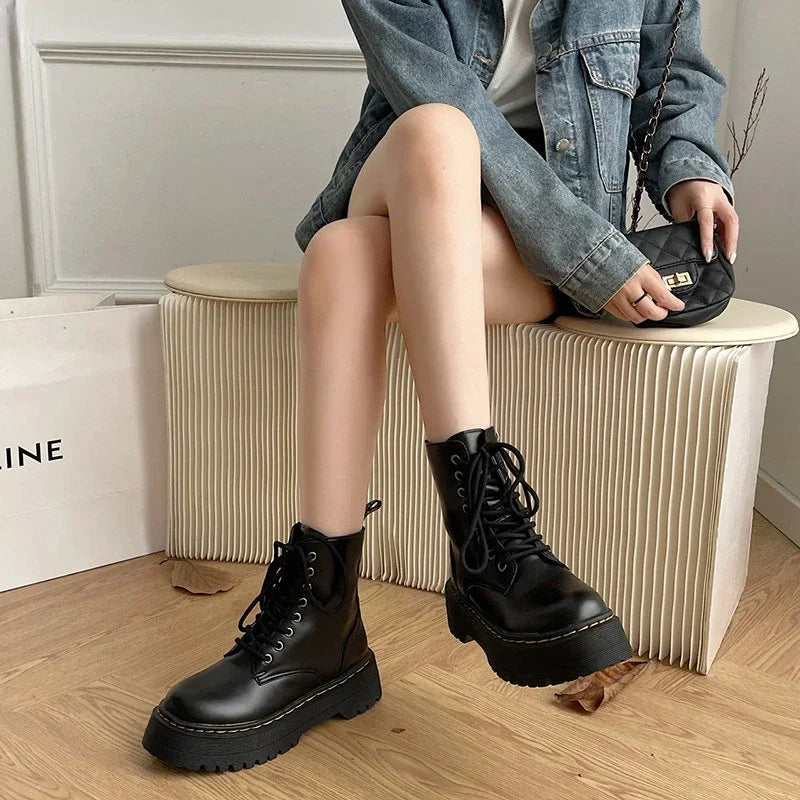 Women's Minimalist Lace-Up Combat Boots