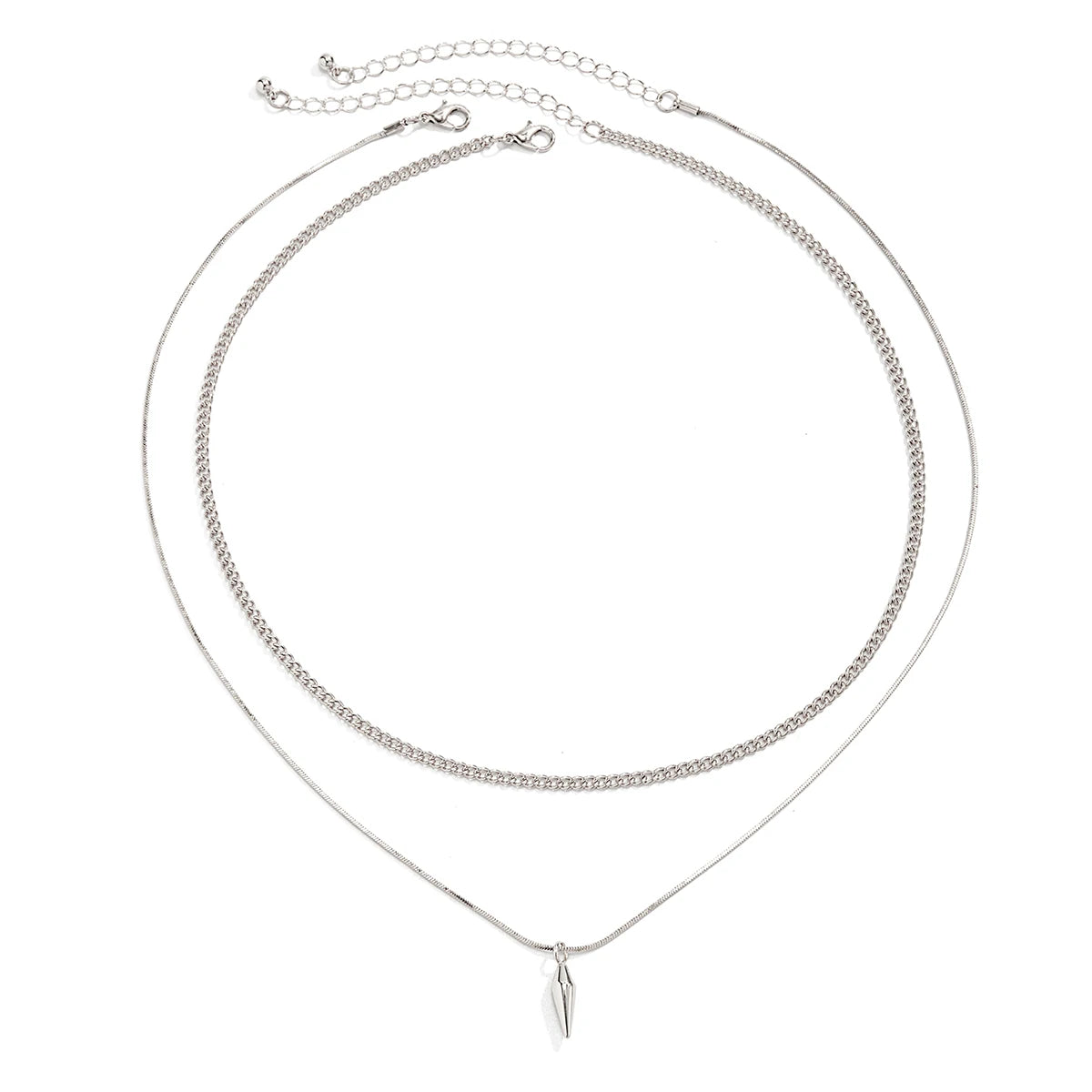 Men's Rivet Pendant Set - Stainless Steel Snake & Link Chokers