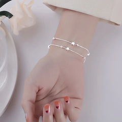 Luxury 925 Sterling Silver Star Beaded Bracelets For Women