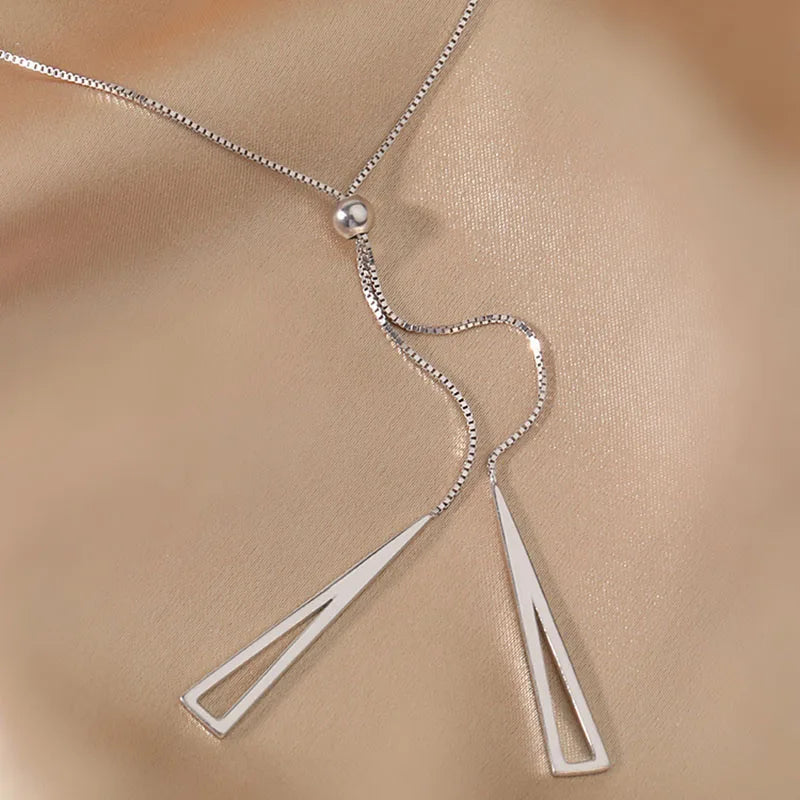Tassel Necklace for Women Golden Silver Color Triangle Pendant