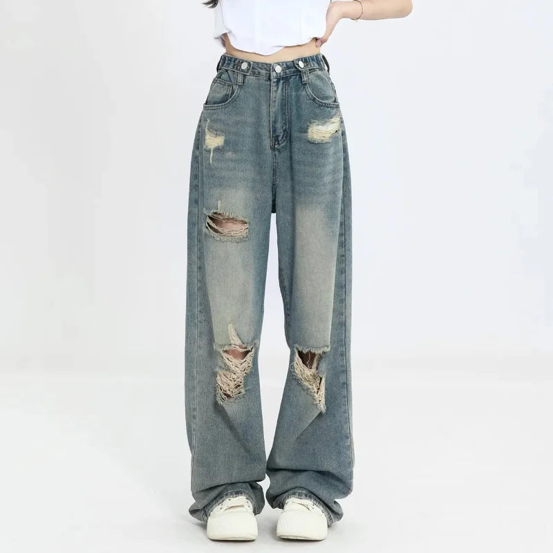 Vintage Y2K High-Waisted Wide Leg Women's Jeans