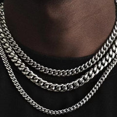 Stainless Steel Cuban Necklace - Durable Black & Gold Chain