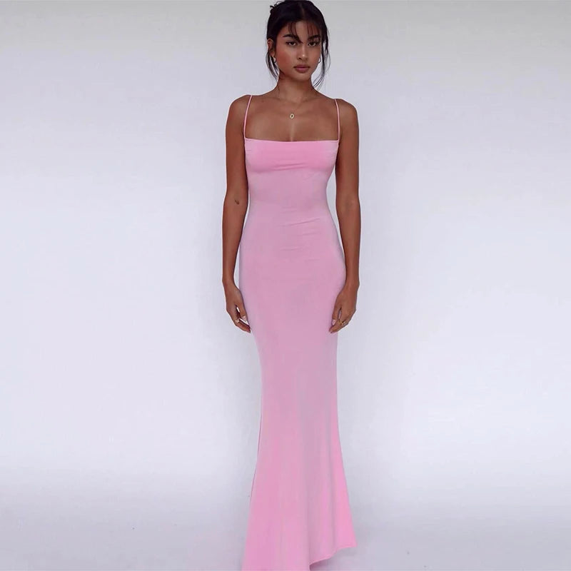 Spring Sleeveless Backless Y2K Bodycon Maxi Prom Dress