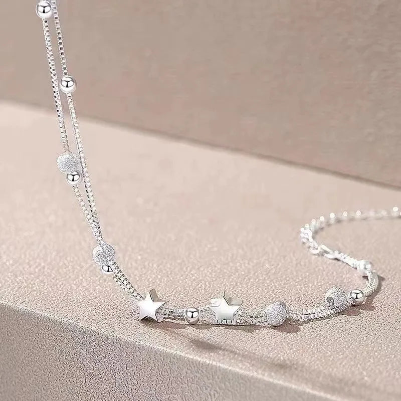 Luxury 925 Sterling Silver Star Beaded Bracelets For Women