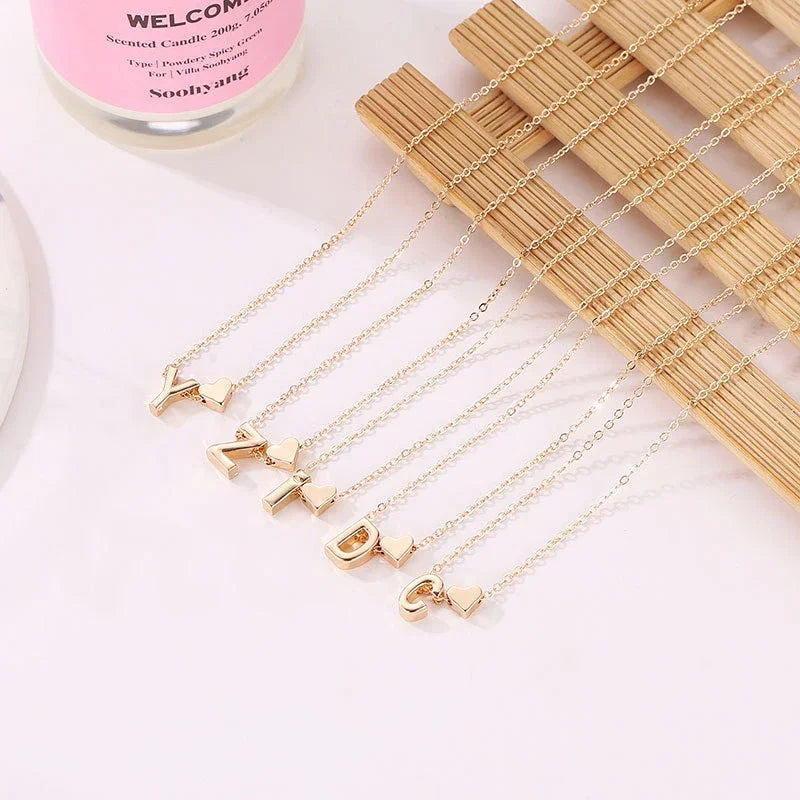 Tiny Heart Initial Choker - Personalized Letter Name Necklace Gift