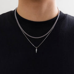 Men's Rivet Pendant Set - Stainless Steel Snake & Link Chokers