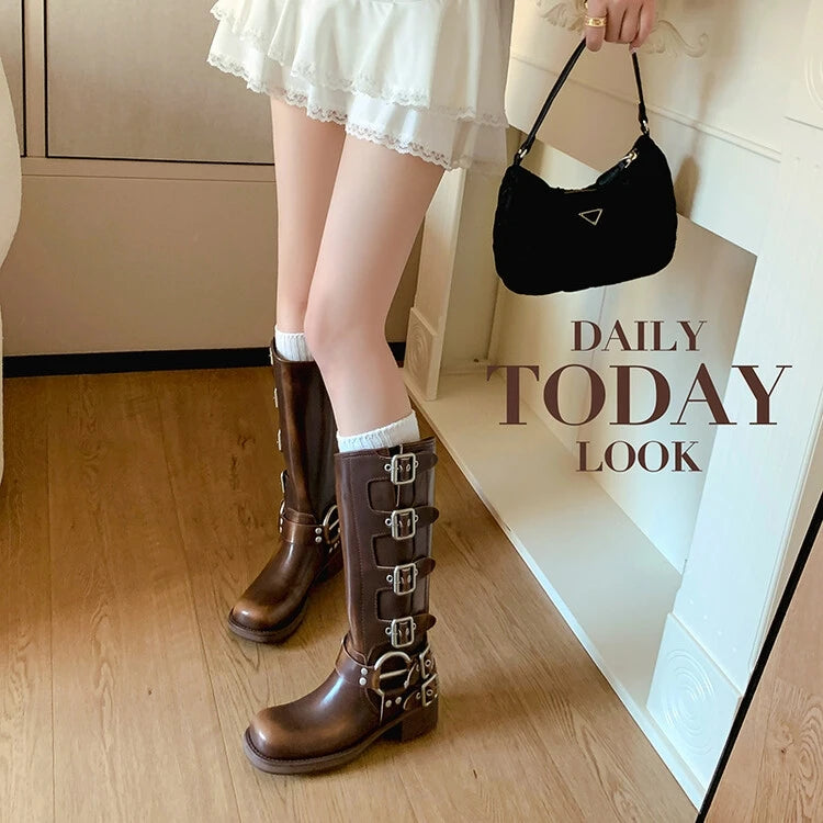 Women's Vintage Zip Combat Boots