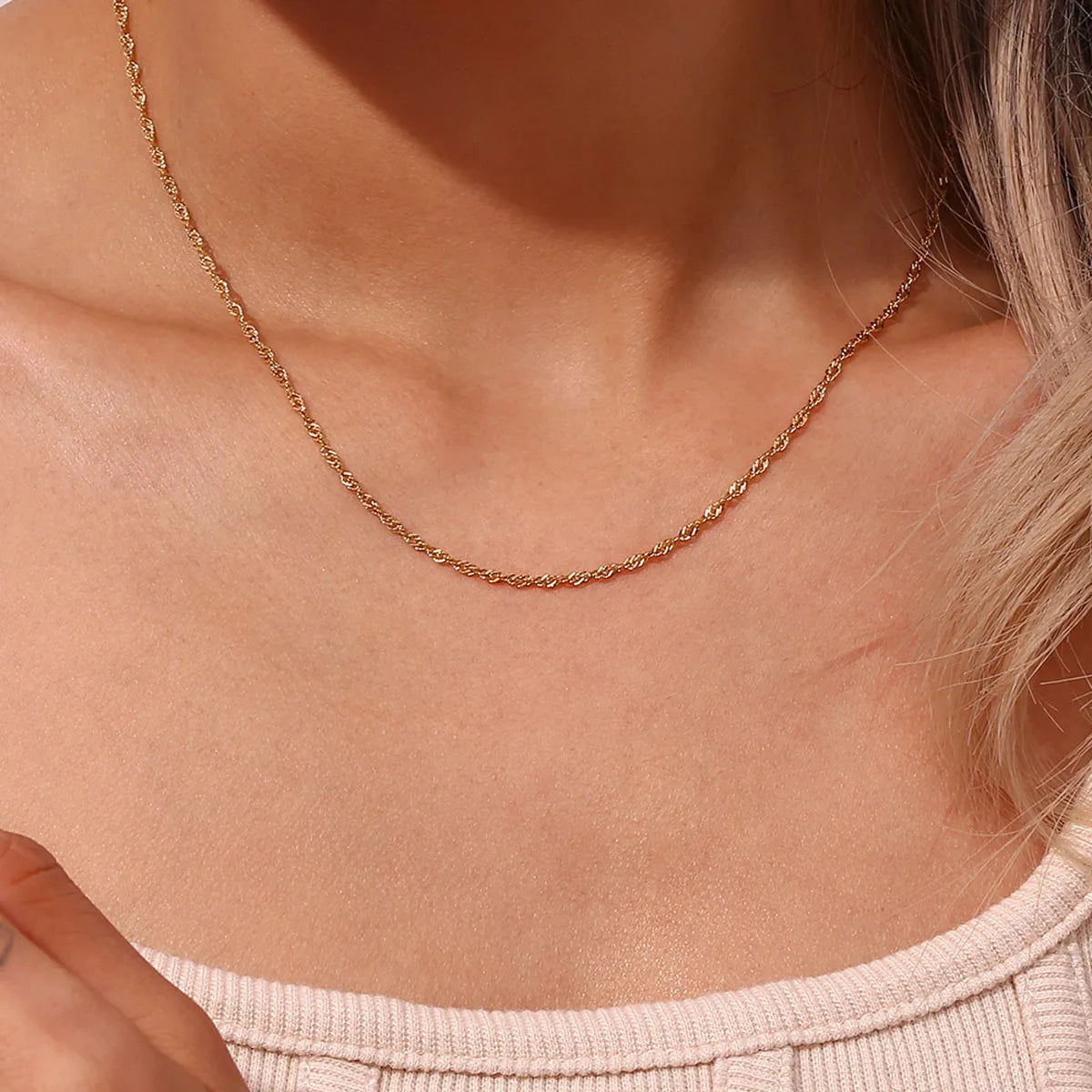 Gold Plated Stainless Steel Clavicle Chain Necklace