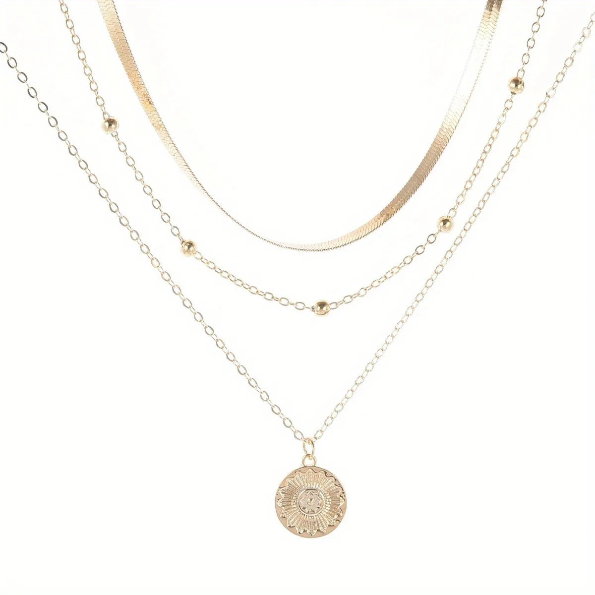 Trendy Women's Necklace - Snake Bone Chain with Round Beads
