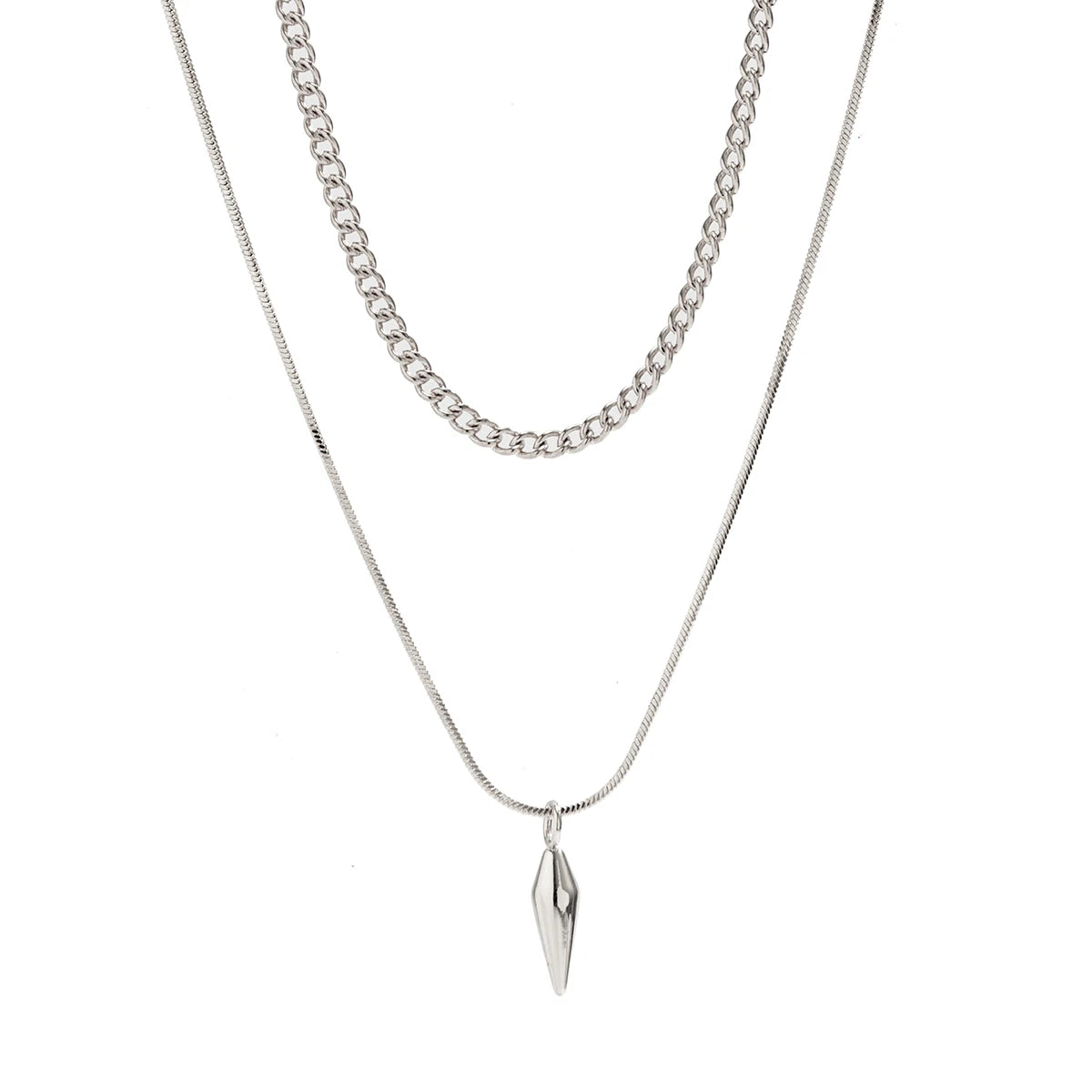 Men's Rivet Pendant Set - Stainless Steel Snake & Link Chokers