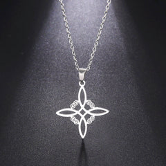 Wicca Witch Knot Necklace - Stainless Steel Choker for Women