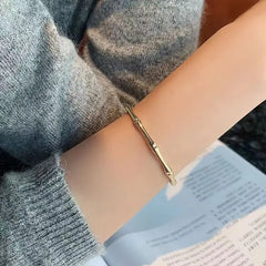 Stainless Steel Gold Bamboo Bracelet - Unisex Fashion Jewelry