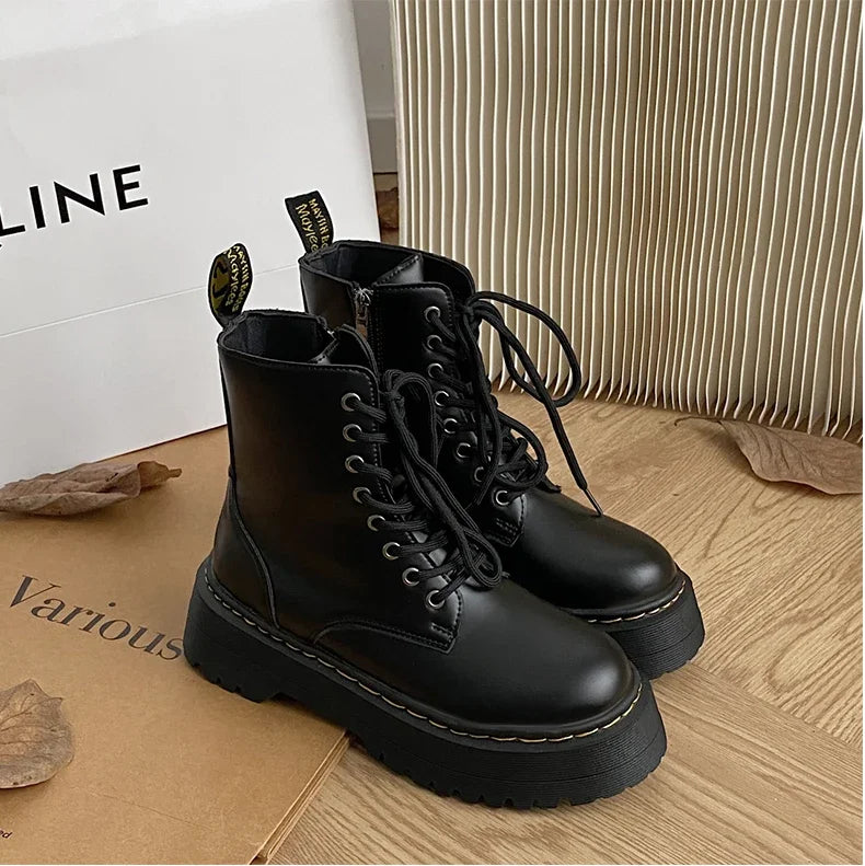 Women's Minimalist Lace-Up Combat Boots