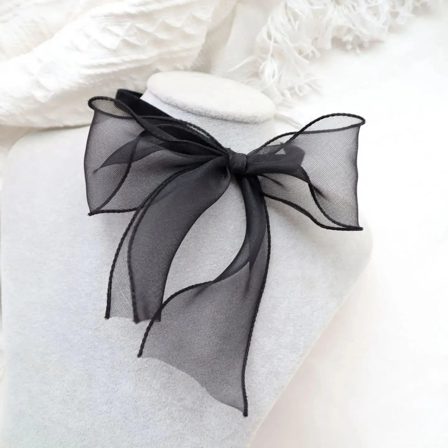 Imitation Pearl Choker Necklace with Bow Tie