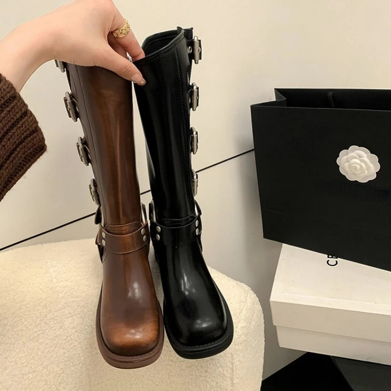 Women's Vintage Zip Combat Boots