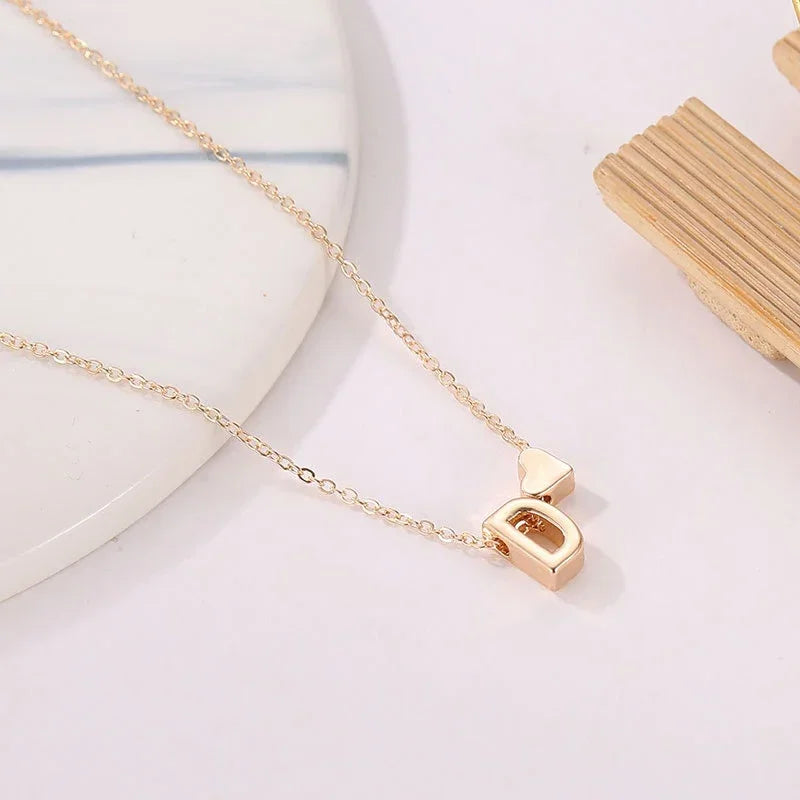 Tiny Heart Initial Choker - Personalized Letter Name Necklace Gift