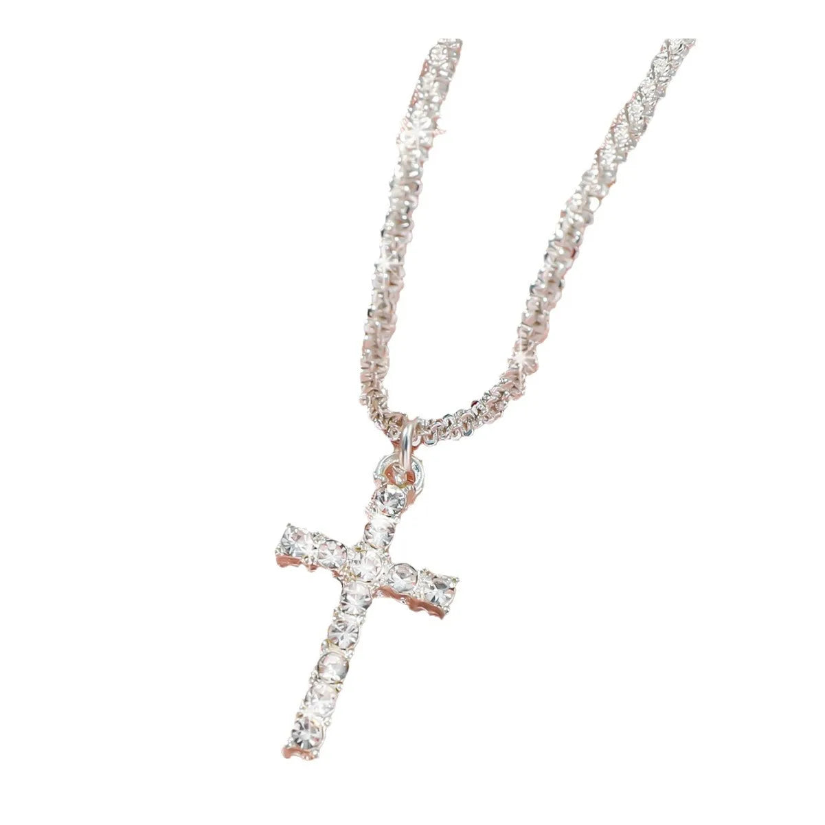 Crystal Cross Necklace with Star Accents - Collar Choker