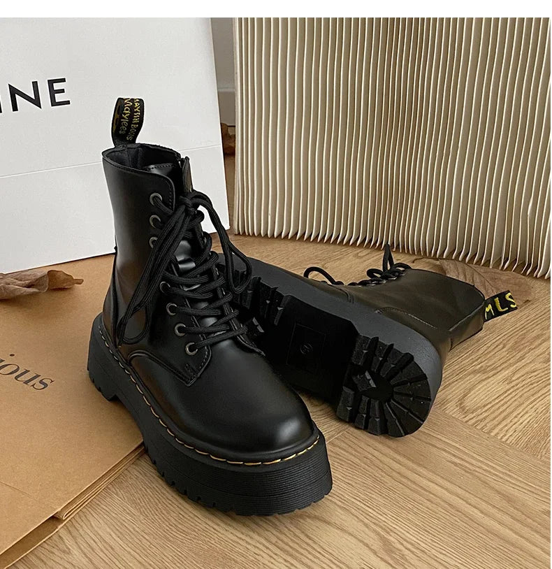 Women's Minimalist Lace-Up Combat Boots