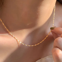 Gold Plated Stainless Steel Clavicle Chain Necklace