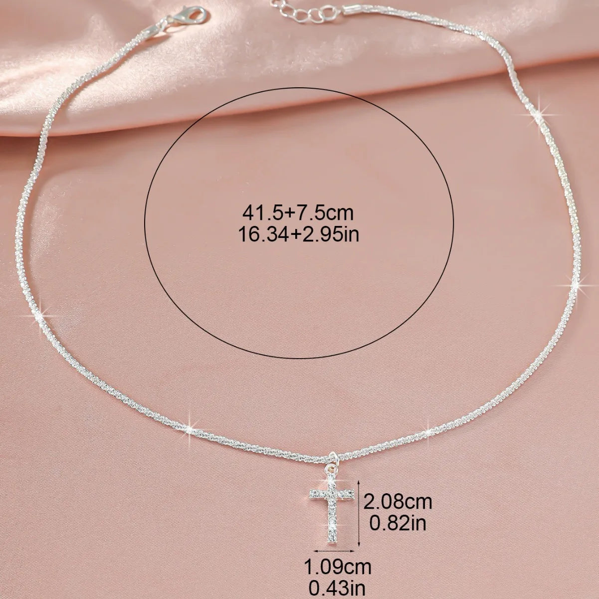 Crystal Cross Necklace with Star Accents - Collar Choker