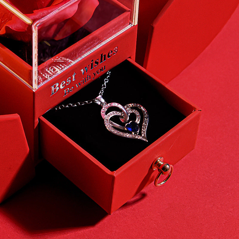 Eternal Rose Apple Gift Box Women Necklace Valentine's Day Wedding Jewelry