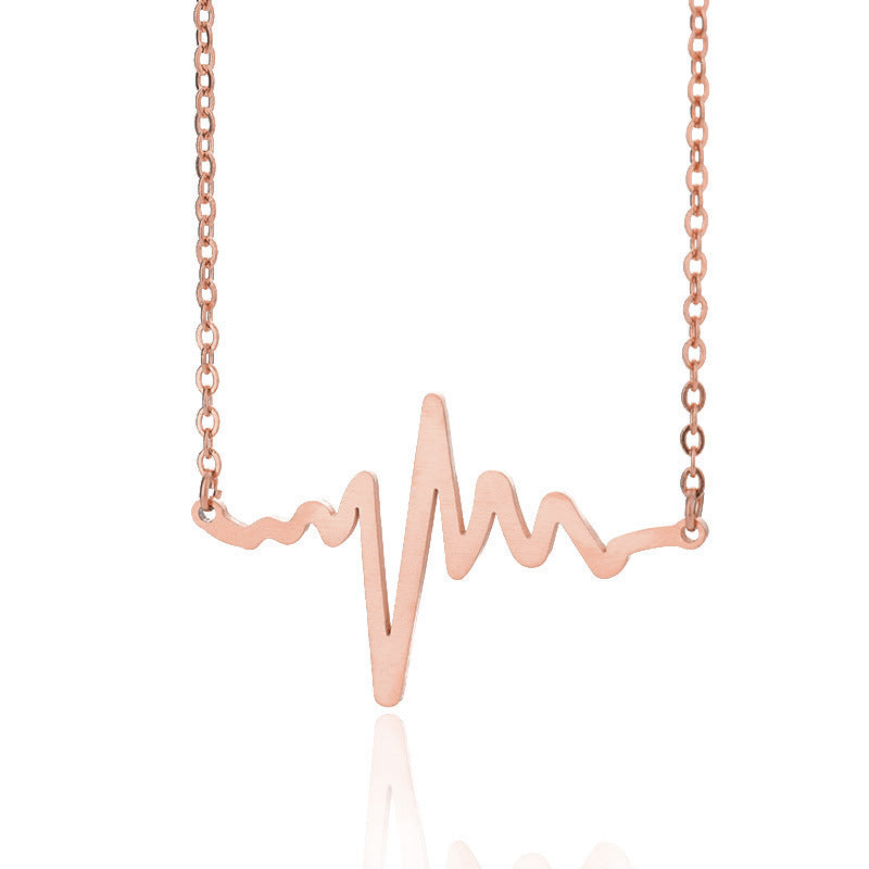 FREQUENCY WAVE STAINLESS STEEL NECKLACE CLAVICLE CHAIN