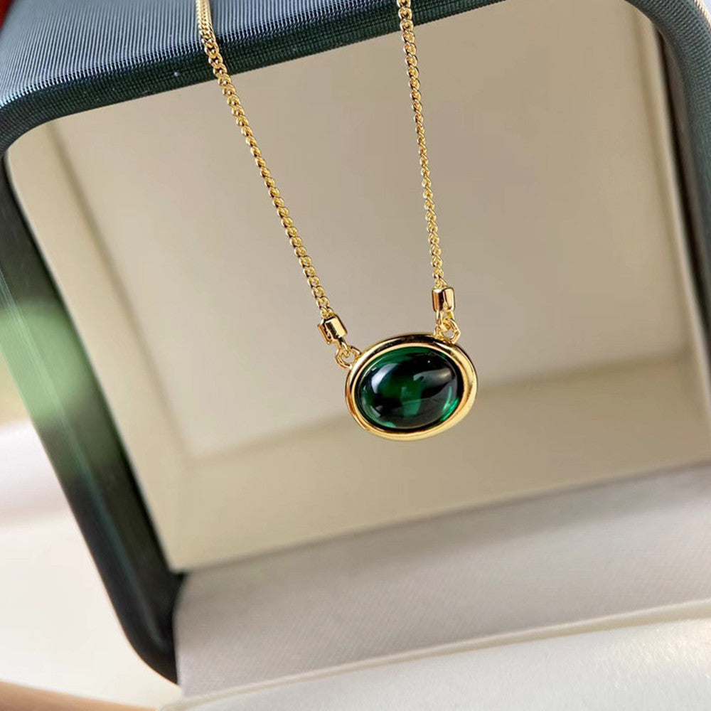 WOMEN'S HIGH END CULTIVATED EMERALD GEMSTONE NECKLACE