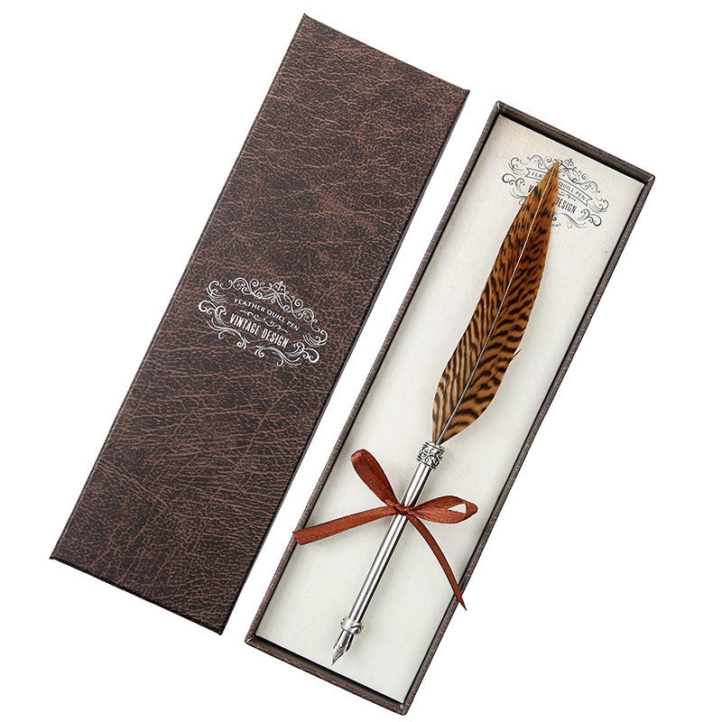 EUROPEAN RETRO FEATHER PEN GIFT BOX