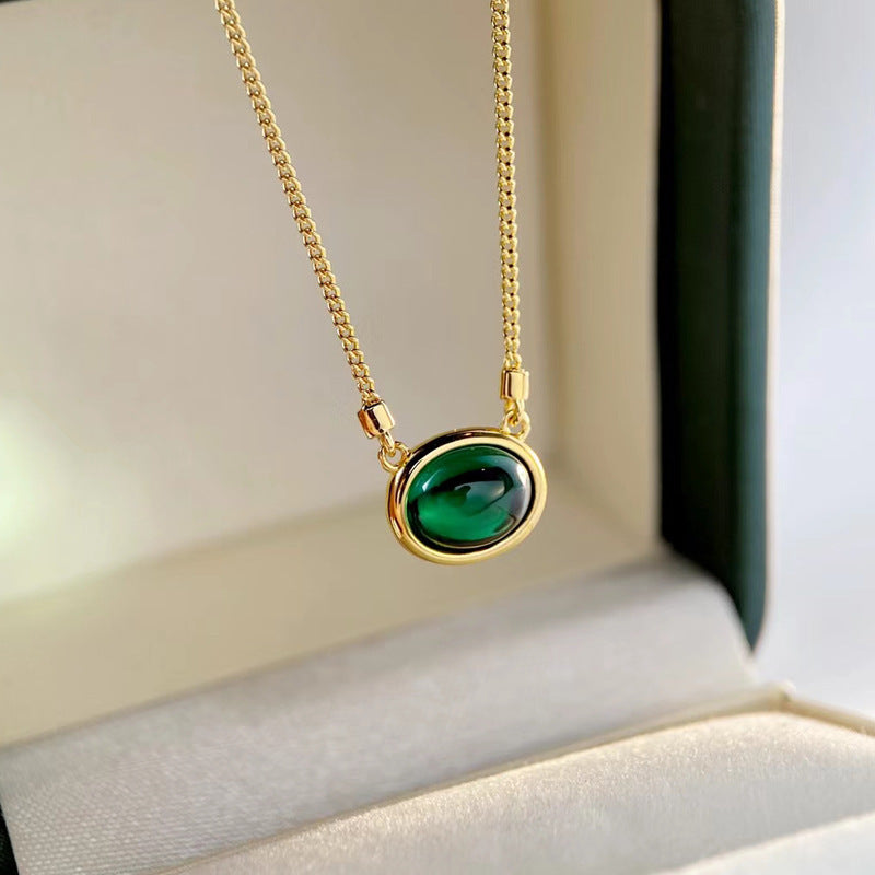 WOMEN'S HIGH END CULTIVATED EMERALD GEMSTONE NECKLACE