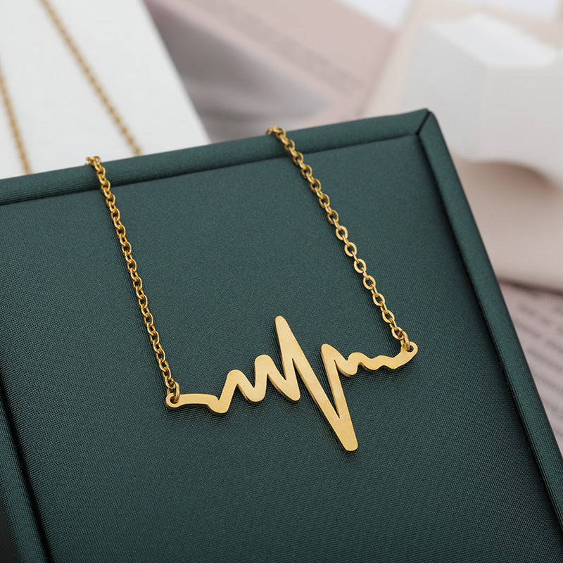 FREQUENCY WAVE STAINLESS STEEL NECKLACE CLAVICLE CHAIN