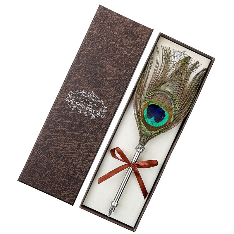 EUROPEAN RETRO FEATHER PEN GIFT BOX