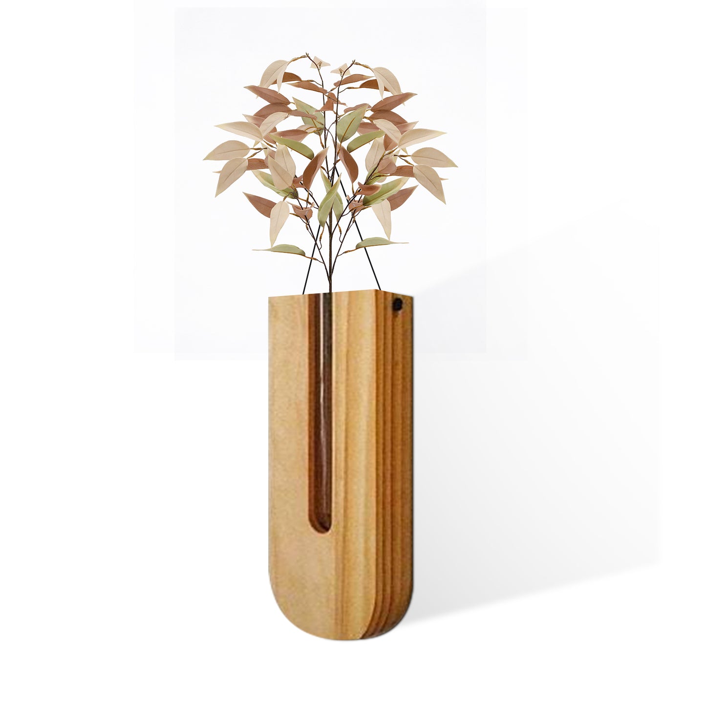 INDOOR WALL HANGING PLANTER WOODEN VASE