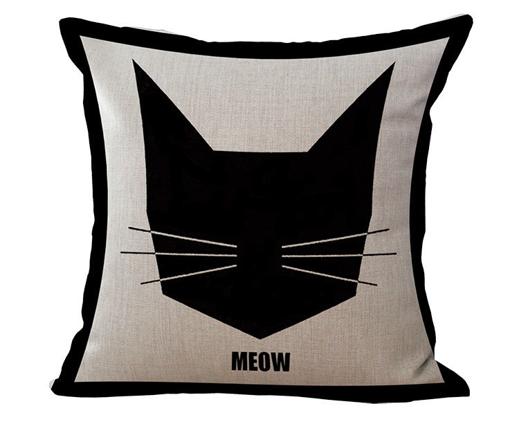 BLACK AND WHITE CAT PRINT COTTON LINEN SOFA